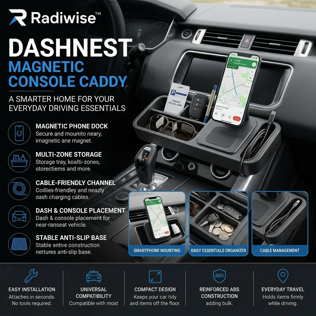 Radiwise™ DashNest Magnetic Console Caddy